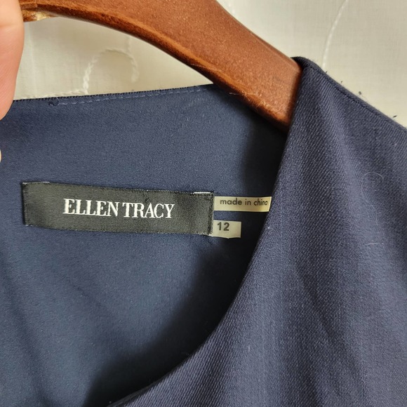 Ellen Tracy Women's A-Line Dress Size 12 Ruffled Ruched 3/4 Sleeve - Picture 2 of 4